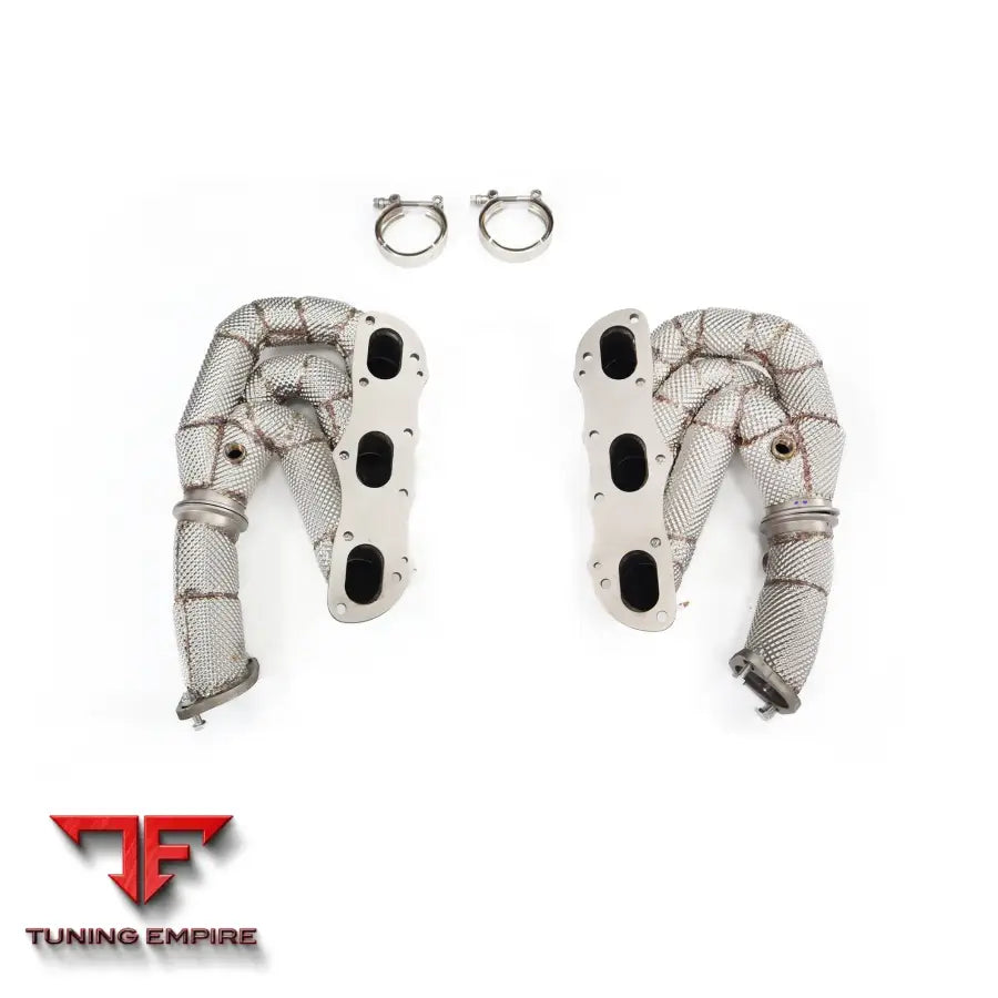 PORSCHE 718 GT4 STAINLESS STEEL RAZOR EXHAUST MANIFOLD WITH HEAT SHIELD