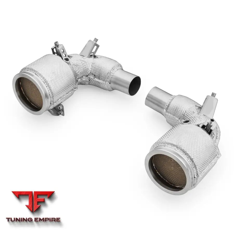 PORSCHE 911 992 TURBO / TURBO S DOWNPIPE WITH CATALYTIC CONVERTER AND HEAT SHIELD