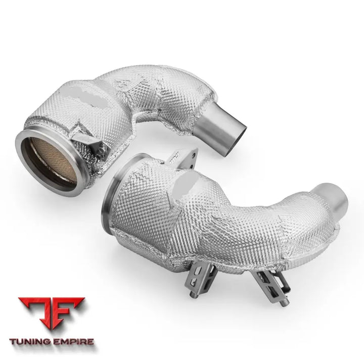 PORSCHE 911 992 TURBO / TURBO S DOWNPIPE WITH CATALYTIC CONVERTER AND HEAT SHIELD