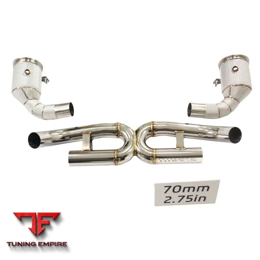 PORSCHE 911 992 TURBO STAINLESS STEEL CATBACK RAZOR EXHAUST DOWNPIPE