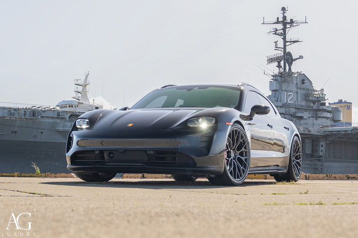 Porsche Taycan Sport Turismo on custom forged wheels