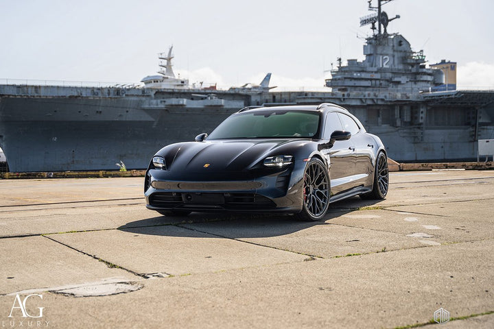 Porsche Taycan Sport Turismo on custom forged wheels