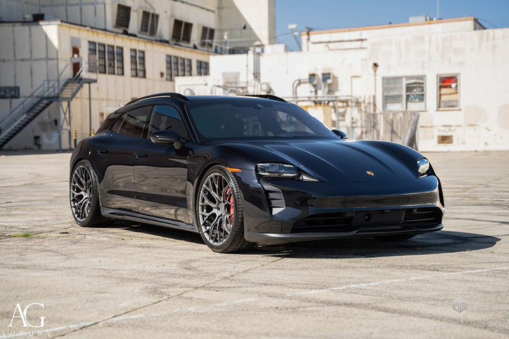 Porsche Taycan Sport Turismo on custom forged wheels