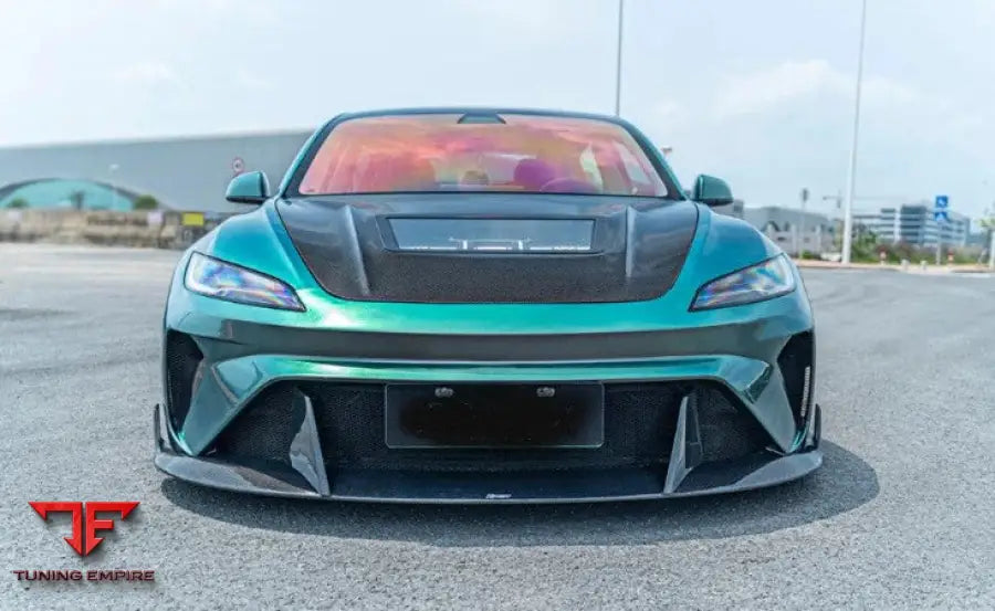 TESLA MODEL 3 HIGHLAND/PERFORMANCE CARBON FIBER TEMPERED GLASS HOOD