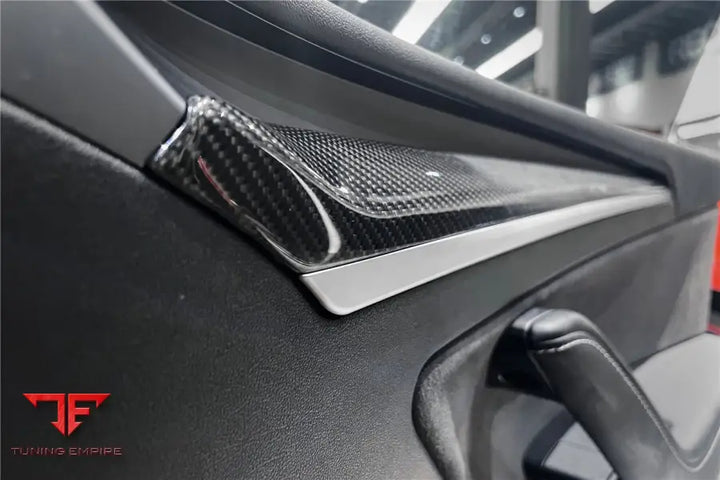 TESLA MODEL 3Y OEM STYLE AUTOCLAVE CARBON FIBER DOOR TRIM INTERIOR REPLACEMENT BSD