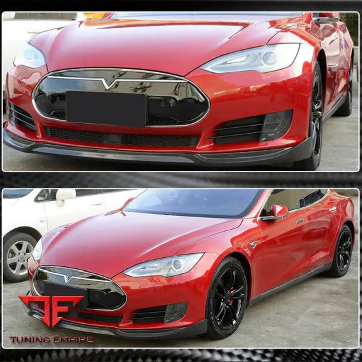 TESLA MODEL S 60/60D 85/85D P85D SEDAN CARBON FIBER FRONT BUMPER LIP 2012-2015Y