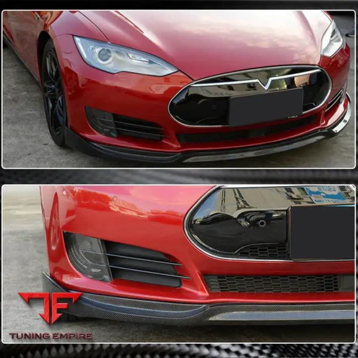 TESLA MODEL S 60/60D 85/85D P85D SEDAN CARBON FIBER FRONT BUMPER LIP 2012-2015Y