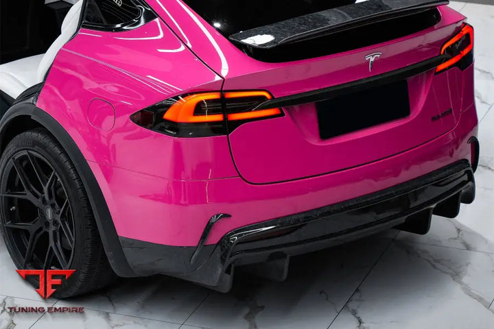TESLA MODEL X SUV RZS STYLE CARBON FIBER REAR BUMPER CANARDS BSD
