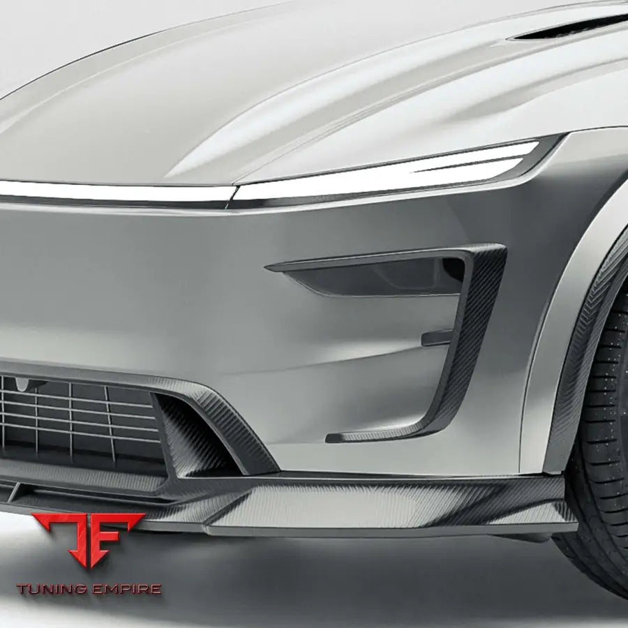 TESLA MODEL Y PREMIUM JUNIPER CARBON FIBER FRONT BUMPER CANARDS