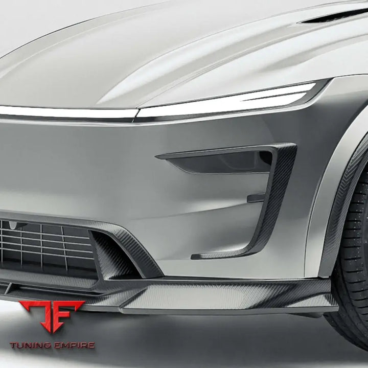 TESLA MODEL Y PREMIUM JUNIPER CARBON FIBER FRONT BUMPER CANARDS