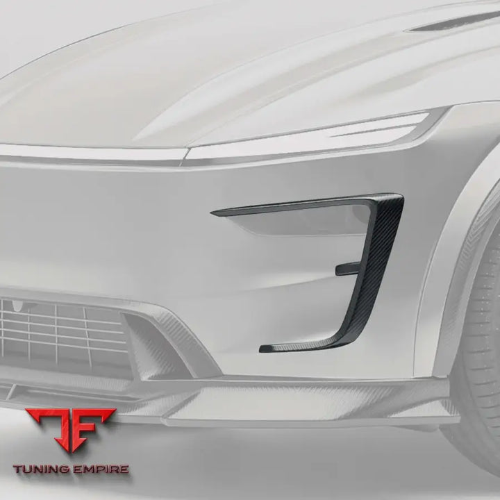 TESLA MODEL Y PREMIUM JUNIPER CARBON FIBER FRONT BUMPER CANARDS